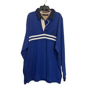 Vintage Tommy Hilfiger Rugby Long Sleeve Shirt Mens XL Blue White Striped Logo C